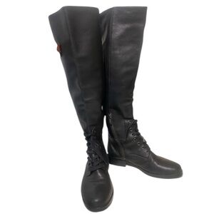 Womens Leather Black Lace Up Riding Knee High Cairo Boots, Like New size 7.5